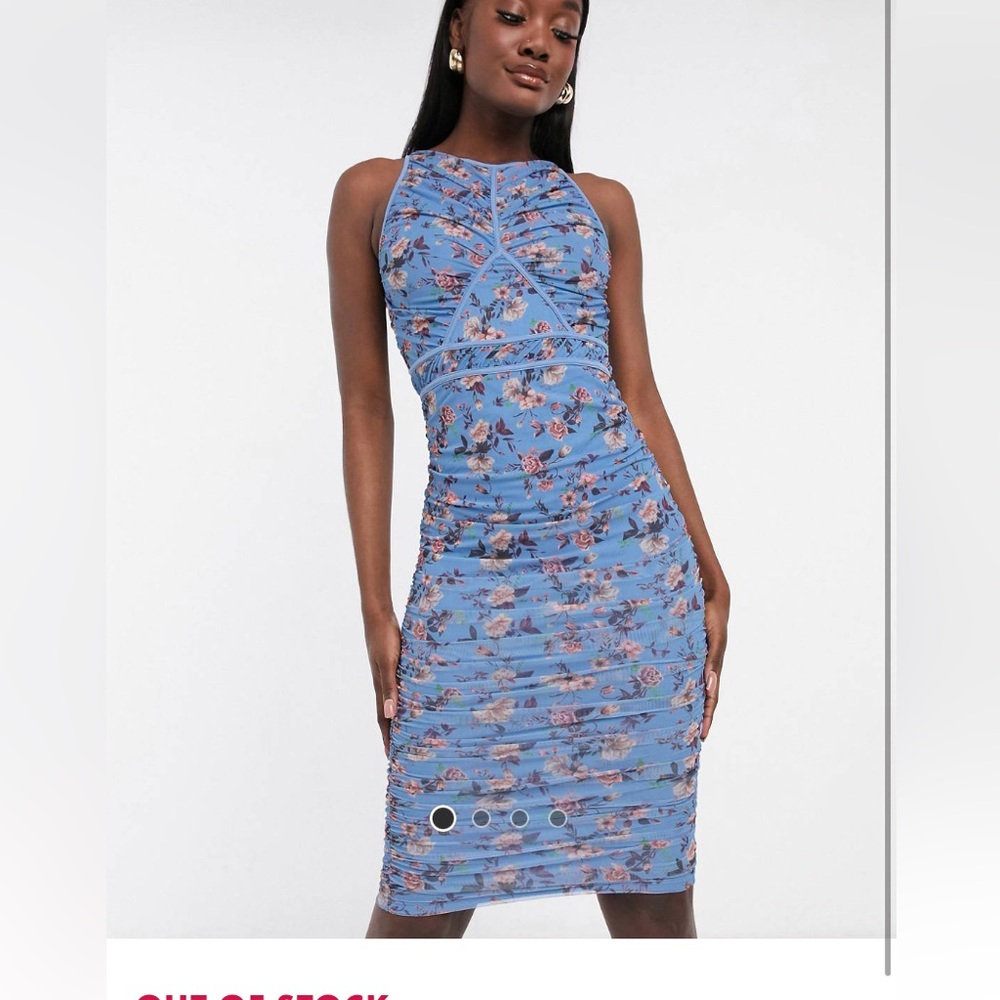 PRICED DROPPED, MOVING FRI, BUY NOW floral meshy bodycon ruched ASOS dress